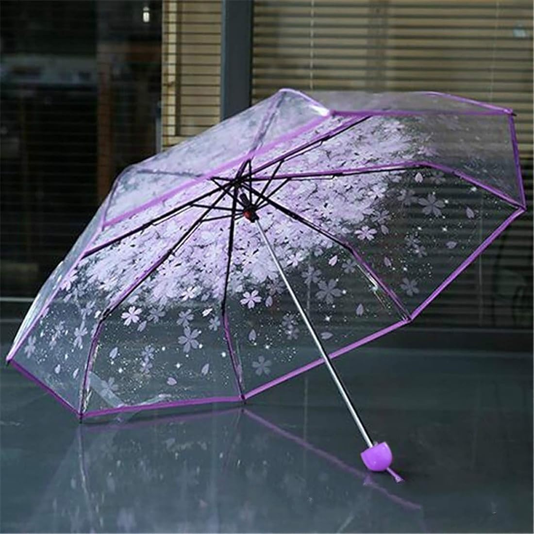 New Transparent Flower Design Folding Women Fashion Umbrella